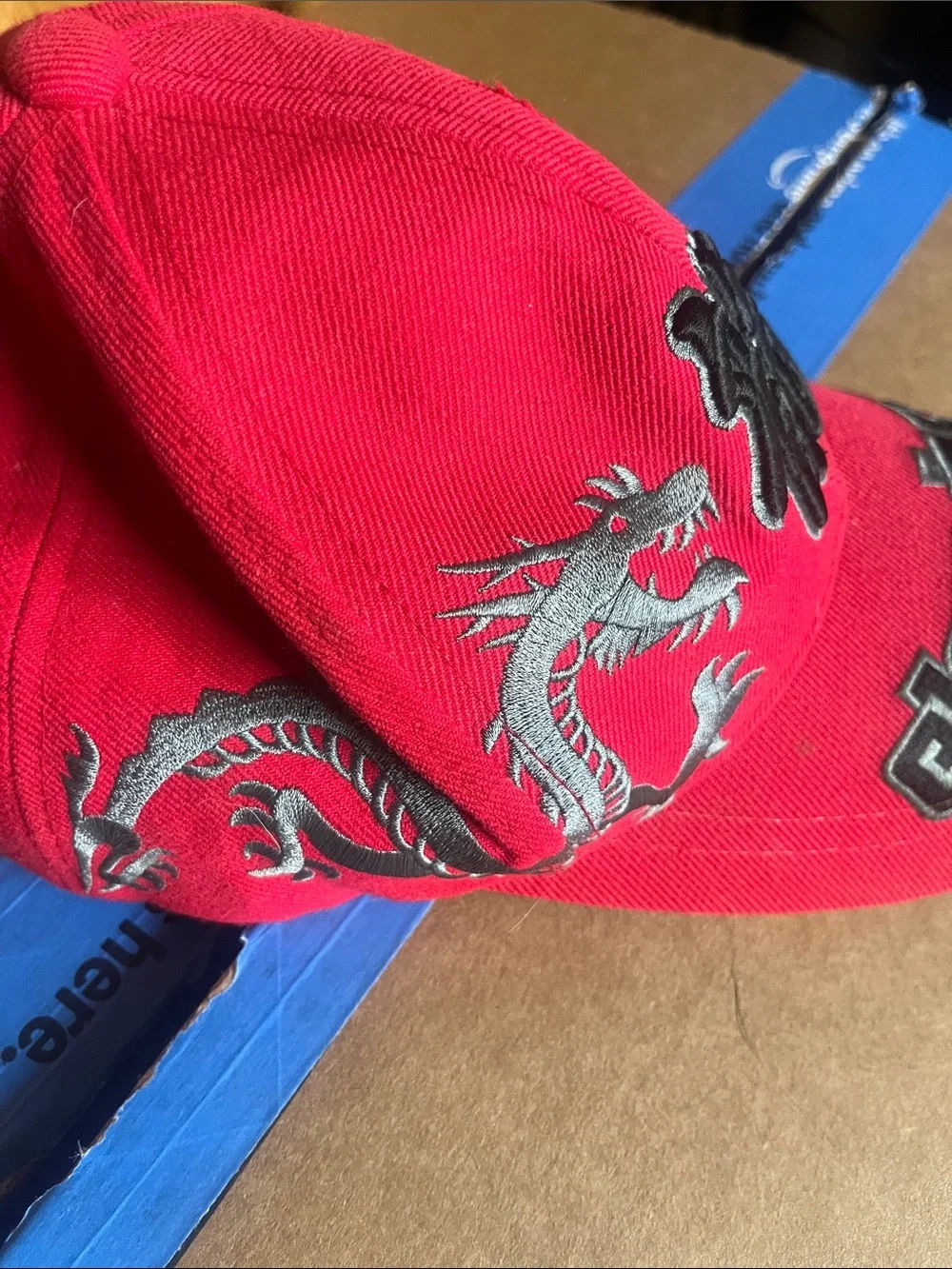 Kids Red Dragon Embroidered Baseball Hat